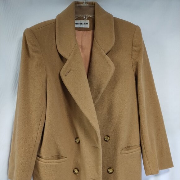 Preston & York Brown Wool Double Breasted Overcoat Coat Womens Size 10 - Picture 1 of 10